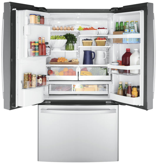 GEĀ® ENERGY STARĀ® 22.1 Cu. Ft. Counter-Depth Fingerprint Resistant French-Door Refrigerator