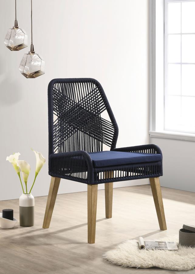 Nakia Woven Rope Dining Chairs Dark Navy