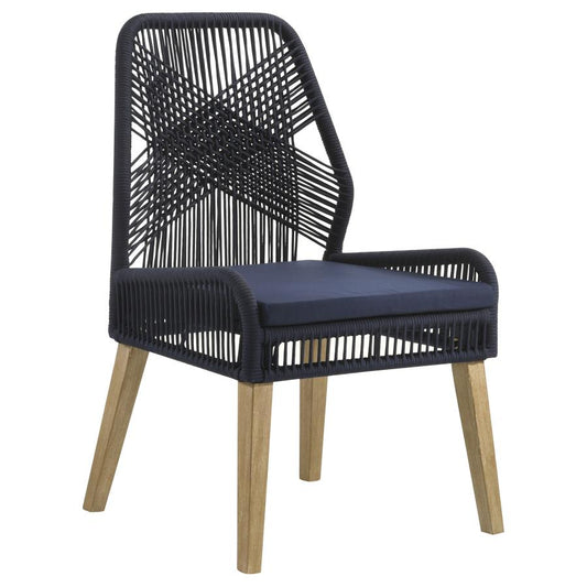 Nakia Woven Rope Dining Chairs Dark Navy