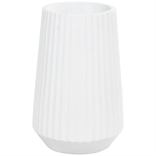 White Resin Large Fluted Floor Decorative Vase