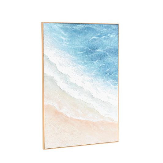 Blue Canvas Landscape Abstract Ocean Wave Living Room Framed Wall Art