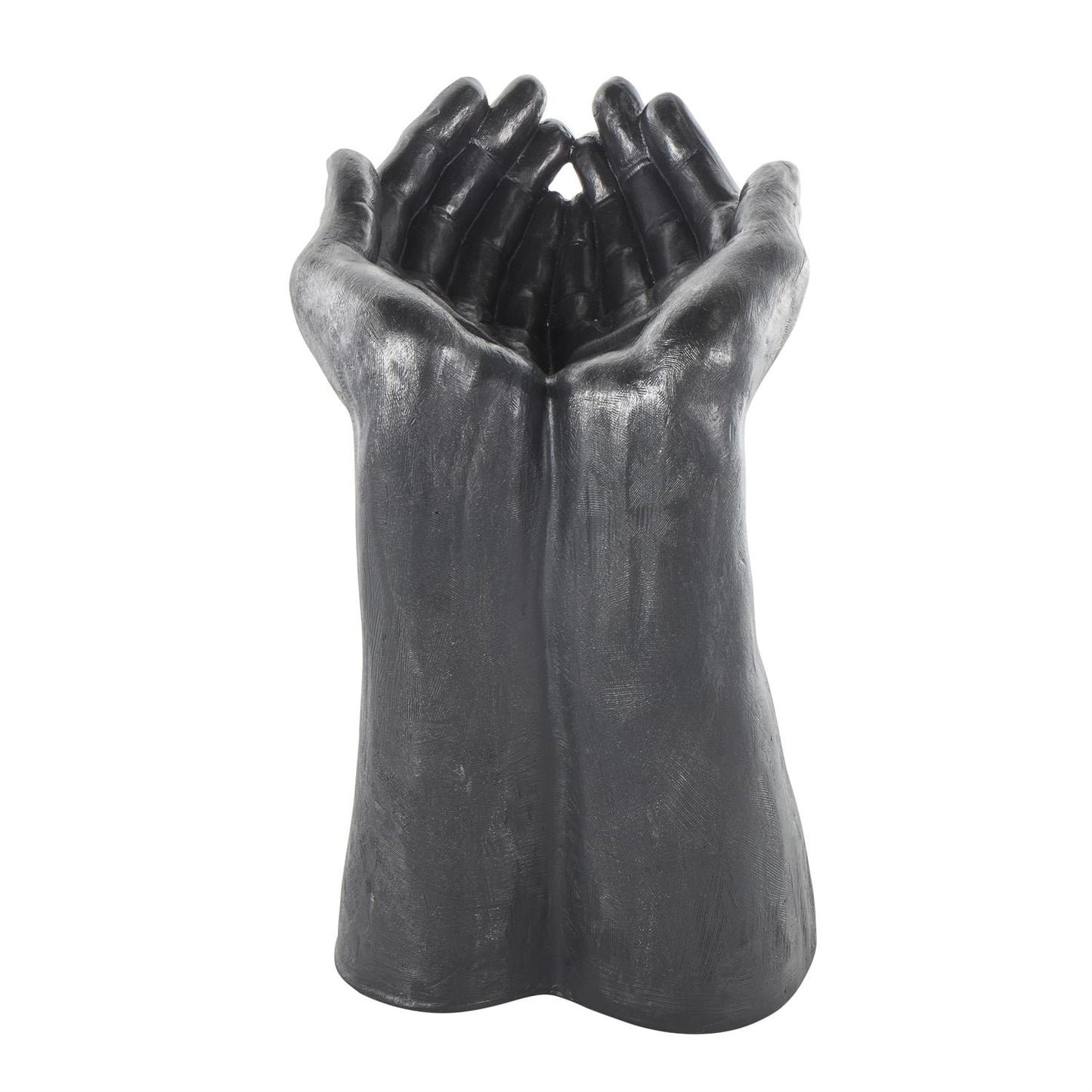 Black Polystone Hands Open Decorative Sculpture