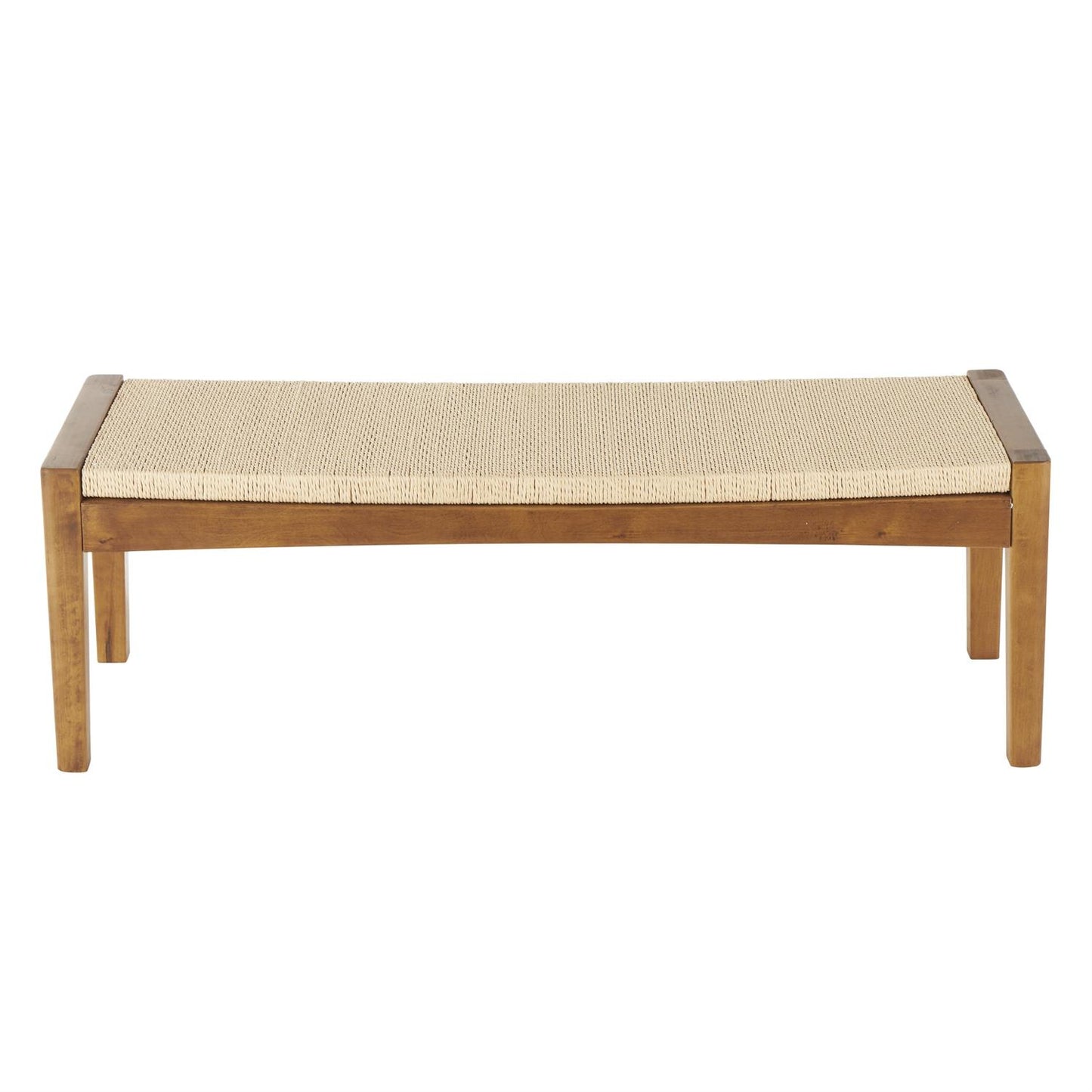 Brown Wood Handmade Traditional Living Room Stool with Rope Wrapped Seat