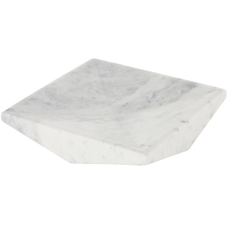 White Marble Geometric Square Living Room Decor Tray