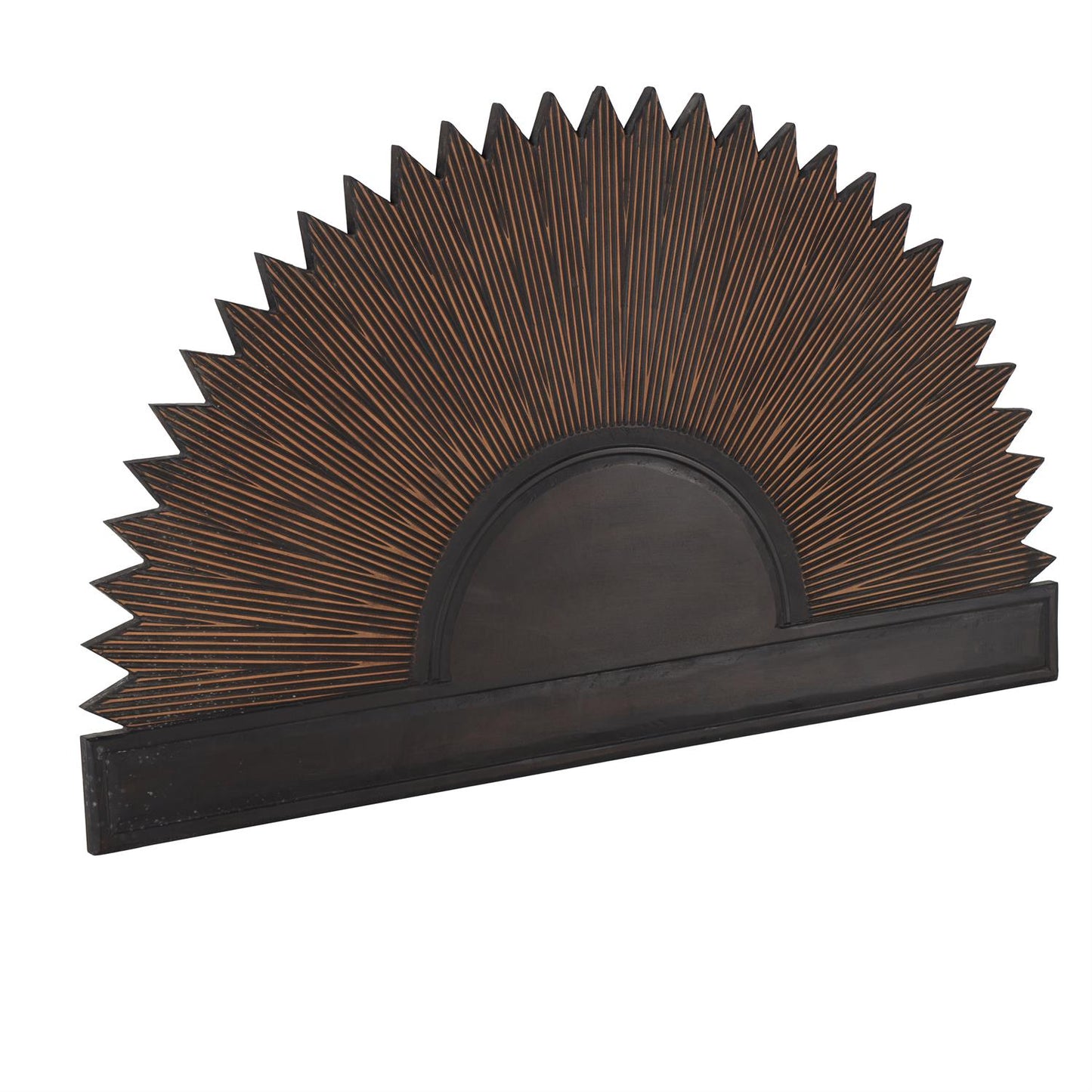 Dark Brown Wooden Sun Large Home Wall Decor with Copper Accents,