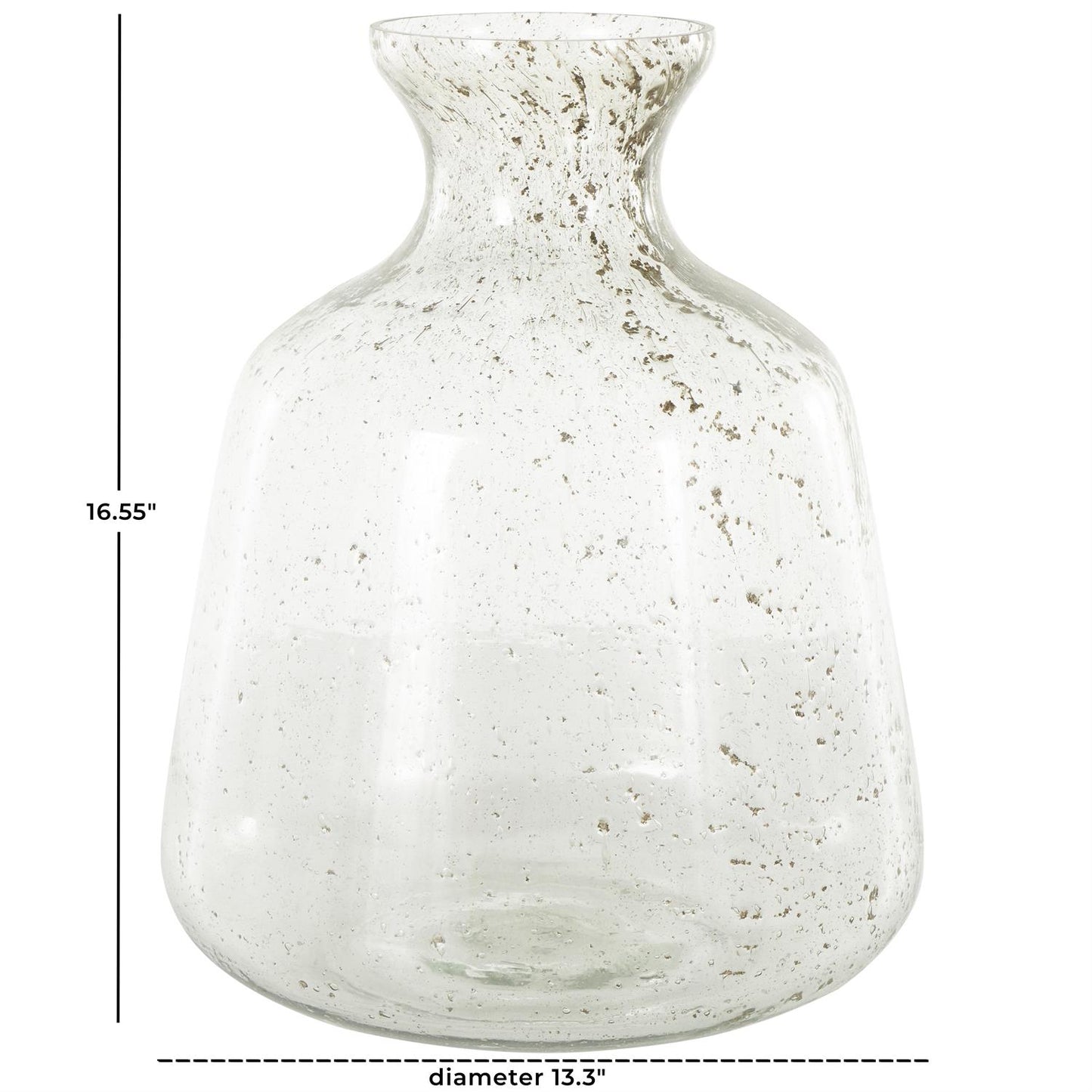 Clear Glass Speckled Decorative Vase with Brown Accents,