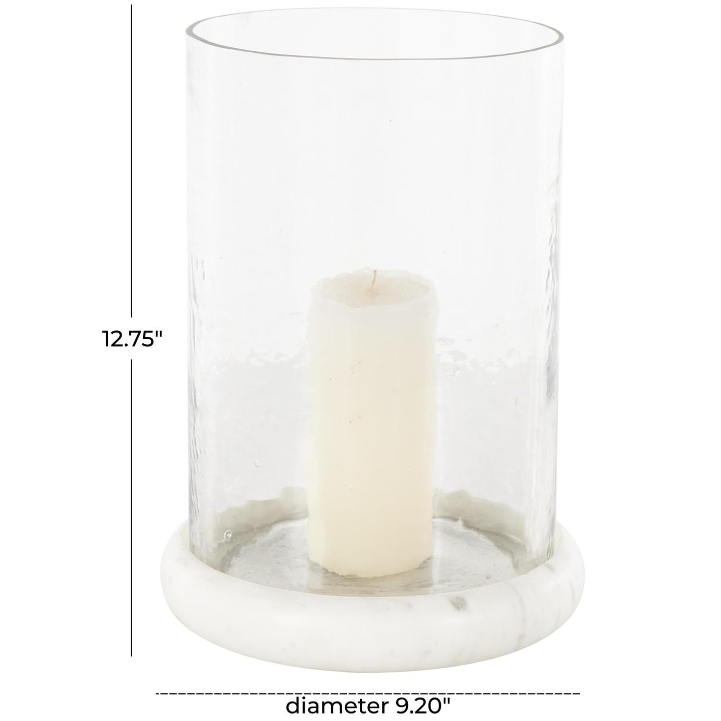 Clear Glass Pillar Decorative Candle Holder with White Marble Base