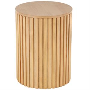 Brown Wood Handmade Ribbed Living Room Coffee Table with Slatted Base