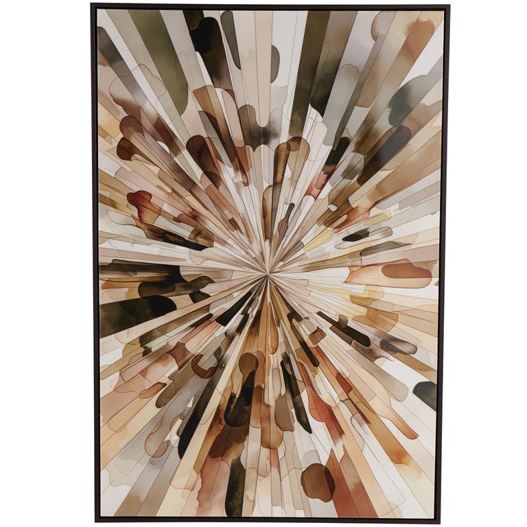 Multi Colored Canvas Sunburst Abstract Living Room Framed Wall Art with Black Frame