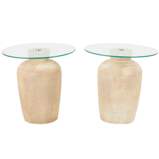 Beige Resin Wide Living Room Coffee Table with Tempered Glass Tableto