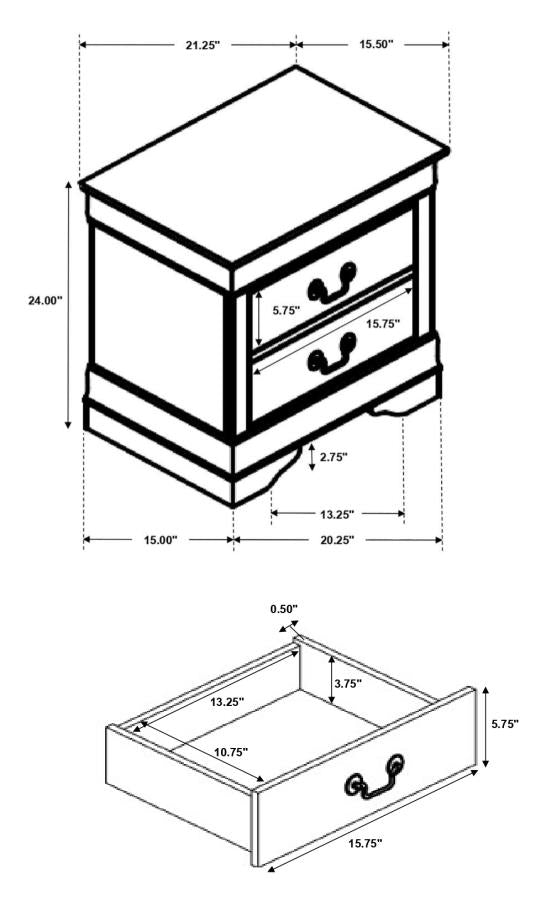 Louis Philippe 2-Drawer Nightstand Cappuccino