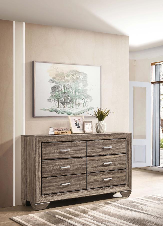 Kauffman 6-Drawer Dresser Washed Taupe