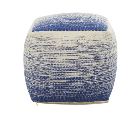 DARK BLUE FABRIC OMBRE POUF, 20" X 20" X 18