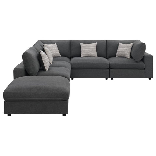 Serene 6-Piece Upholstered Modular Sectional Charcoal