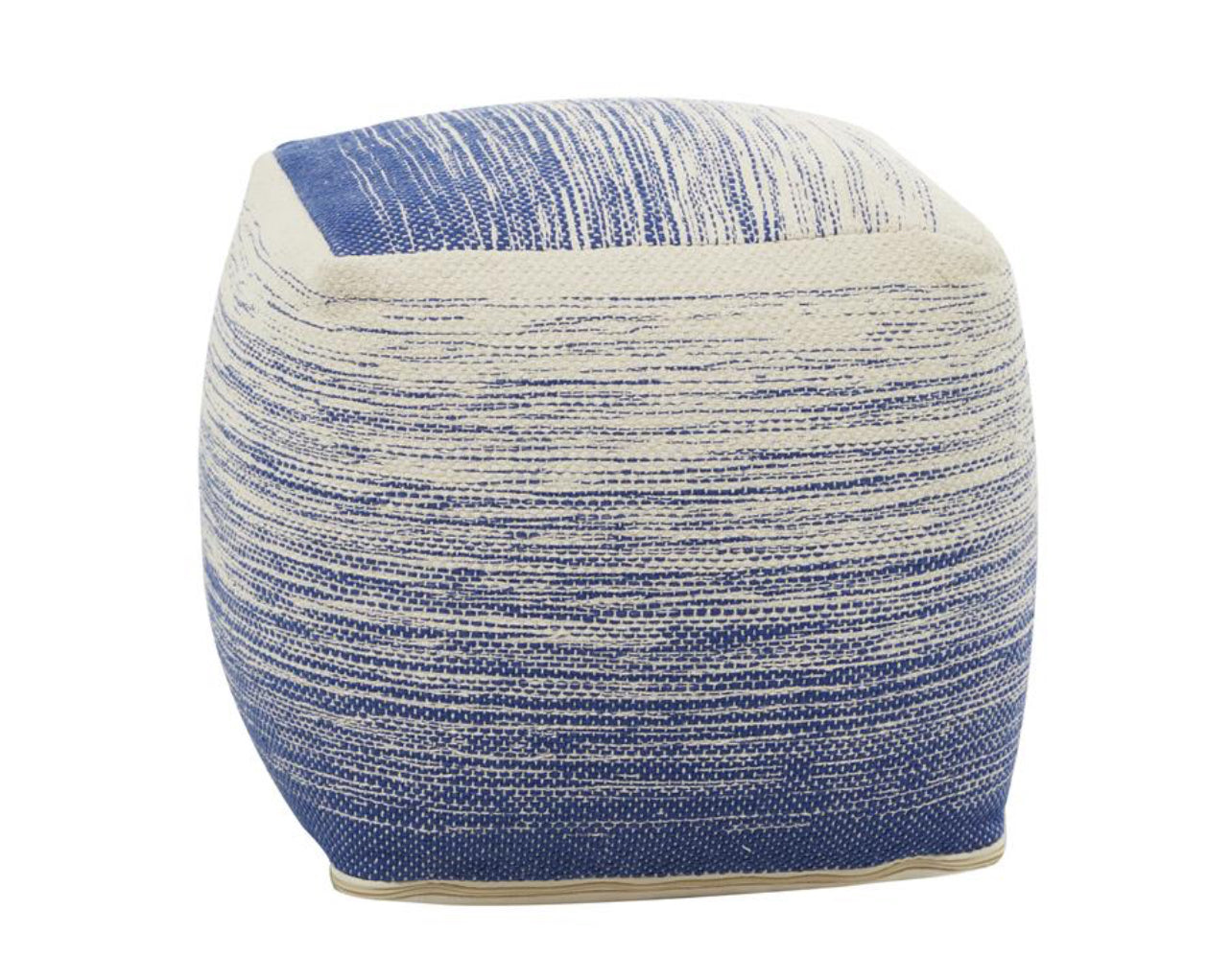 DARK BLUE FABRIC OMBRE POUF, 20" X 20" X 18