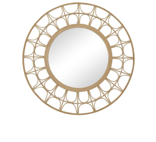 BROWN BAMBOO STARBURST WALL MIRROR, 35" X 1" X 35