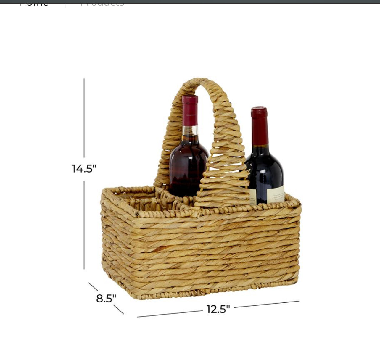 BROWN WATER HYACINTH COASTAL STORAGE BASKET, 15" X 13" X 9"