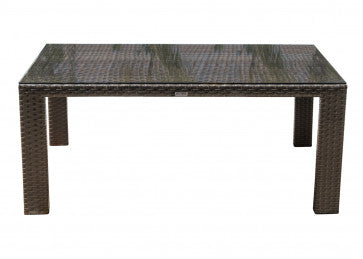 Samoa Rectangular Woven Dining Table With Glass