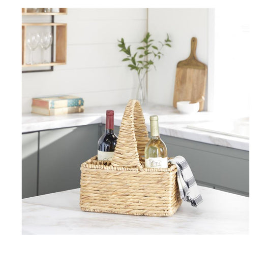 BROWN WATER HYACINTH COASTAL STORAGE BASKET, 15" X 13" X 9"