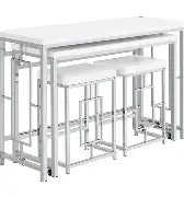 Jackson 4-Piece White and Chrome Wood Top Multipurpose Counter Height Table Set