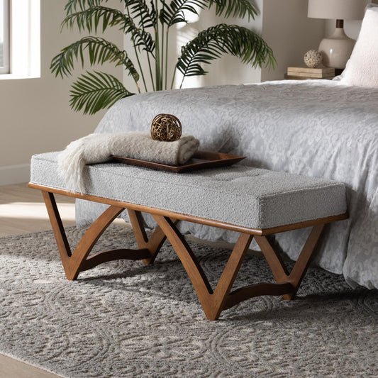 Polyester Blend Upholstered Bench
