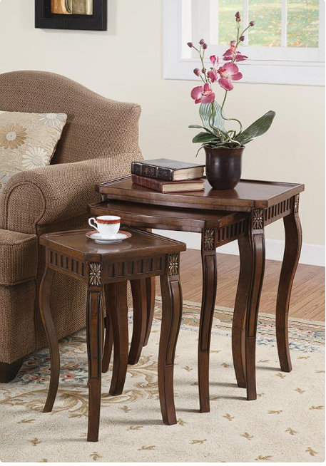 Daphne 3-piece Curved Leg Nesting Tables Warm Brown