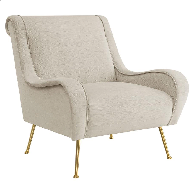 Ricci Upholstered Saddle Arms Accent Chair Stone And Gold