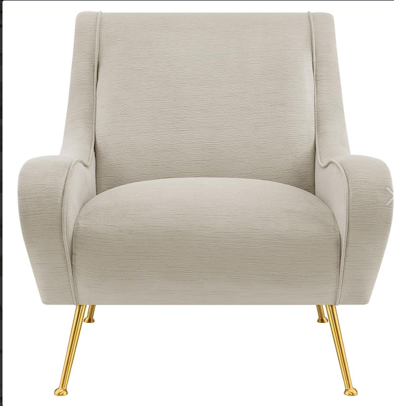 Ricci Upholstered Saddle Arms Accent Chair Stone And Gold