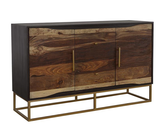 Zara 2-drawer Accent Cabinet Black Walnut and Gold