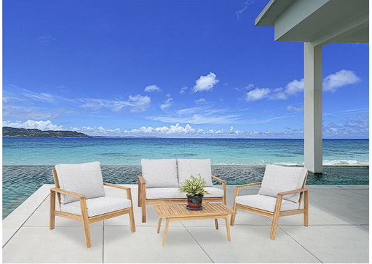 Belize 4 PC Seating Set w/beige cushions