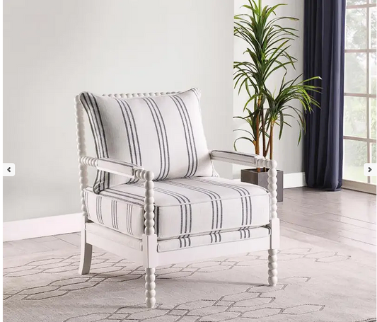 Blanchett Upholstered Accent Chair With Spindle Accent White And Navy