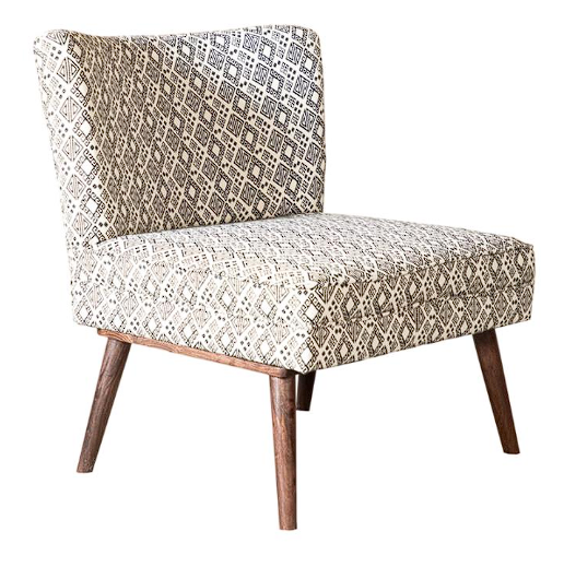 Wooden Leg Accent Chair Black and White
