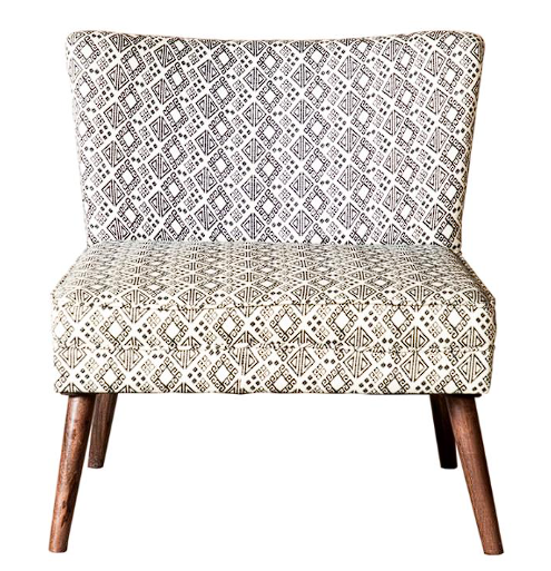 Wooden Leg Accent Chair Black and White