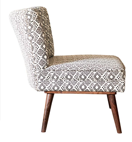 Wooden Leg Accent Chair Black and White
