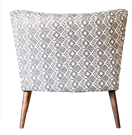 Wooden Leg Accent Chair Black and White