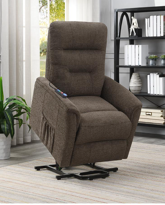 Henrietta Power Lift Recliner with Storage Pocket Brown