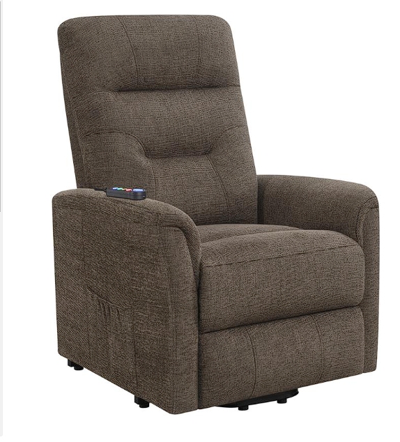 Henrietta Power Lift Recliner with Storage Pocket Brown