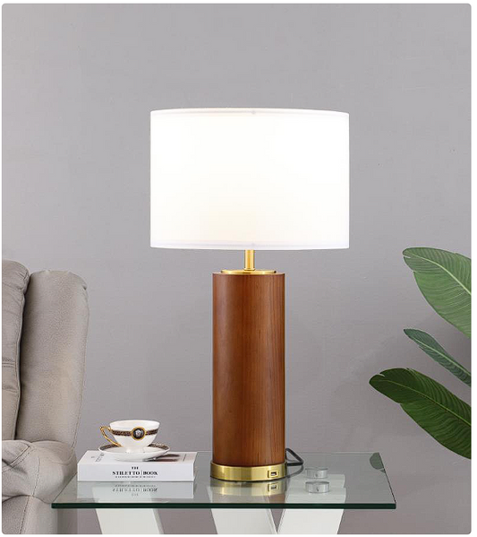 Aziel Drum Shade Bedside Table Lamp Cappuccino and Gold
