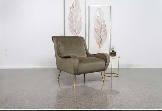 Ricci Upholstered Saddle Arms Accent Chair Truffle and Gold