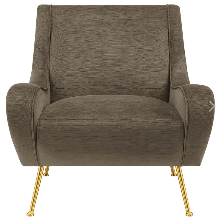 Ricci Upholstered Saddle Arms Accent Chair Truffle and Gold