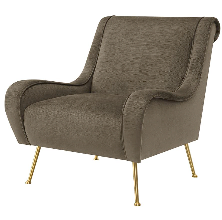 Ricci Upholstered Saddle Arms Accent Chair Truffle and Gold