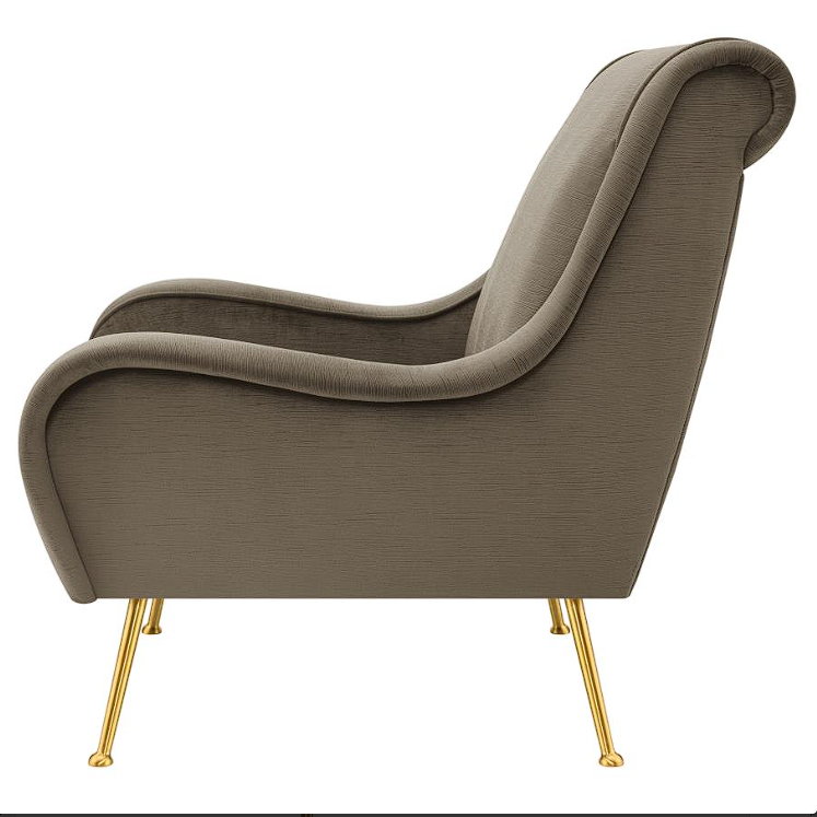 Ricci Upholstered Saddle Arms Accent Chair Truffle and Gold