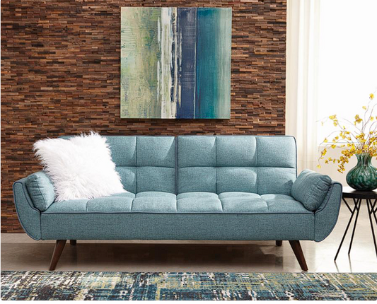 Caufield Biscuit-tufted Futon Turquoise Blue