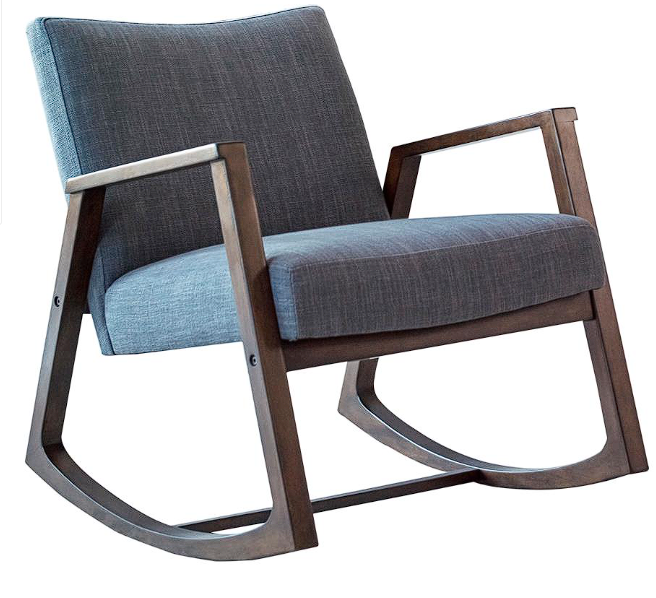 Gianna Upholstered Rocking Chair with Wooden Arm Grey and Walnut