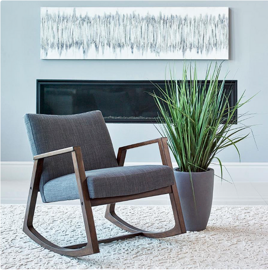 Gianna Upholstered Rocking Chair with Wooden Arm Grey and Walnut