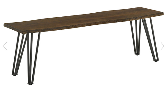 Topeka Live-Edge Dining Bench Mango Cocoa And Gunmetal