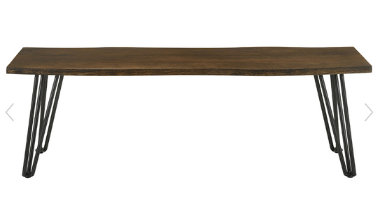 Topeka Live-Edge Dining Bench Mango Cocoa And Gunmetal