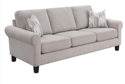 Nadine Upholstered Round Arm Living Room Oatmeal