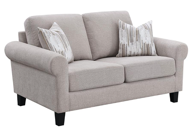 Nadine Upholstered Round Arm Living Room Oatmeal