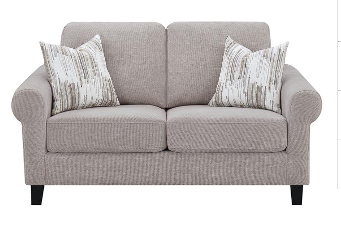 Nadine Upholstered Round Arm Living Room Oatmeal